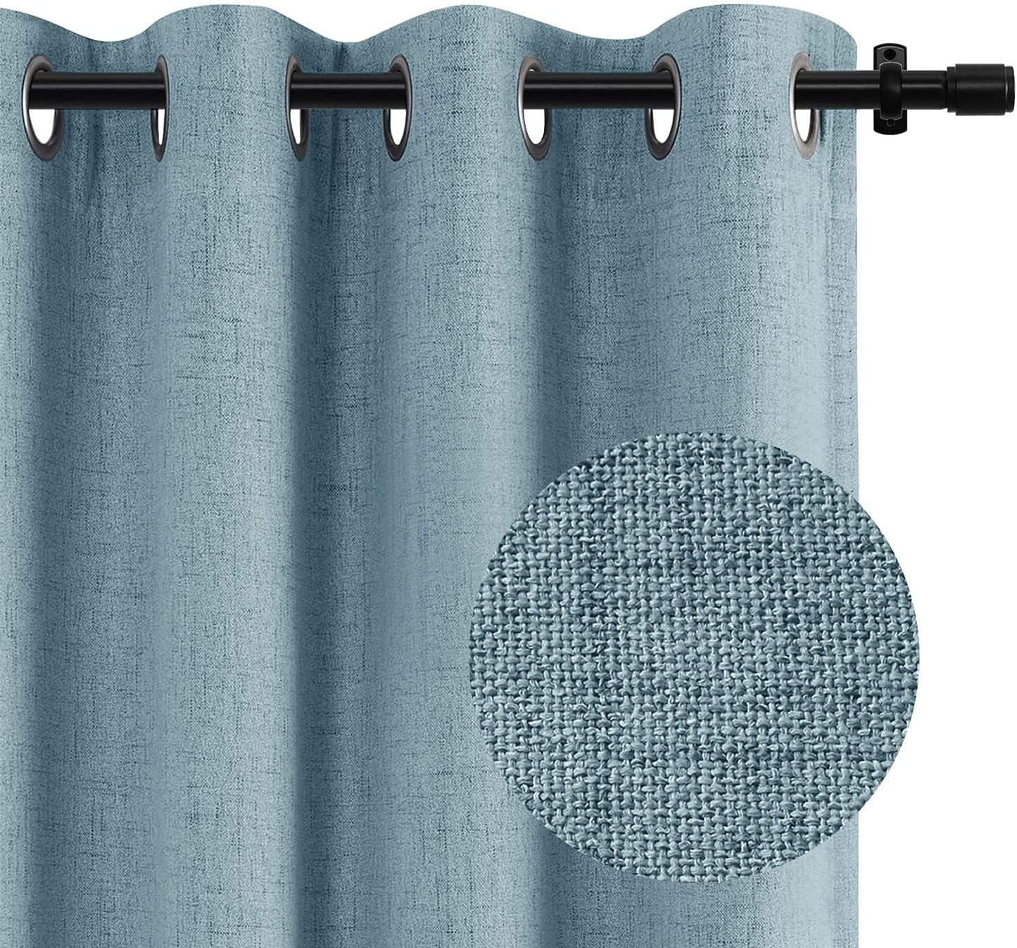 100% Blackout Curtains for Bedroom 84 Inches Long,Grommet Linen Curtains with Blackout Liner, Linen Blackout Curtains for Living Room 2 Panels Set,50" X 84", Beige