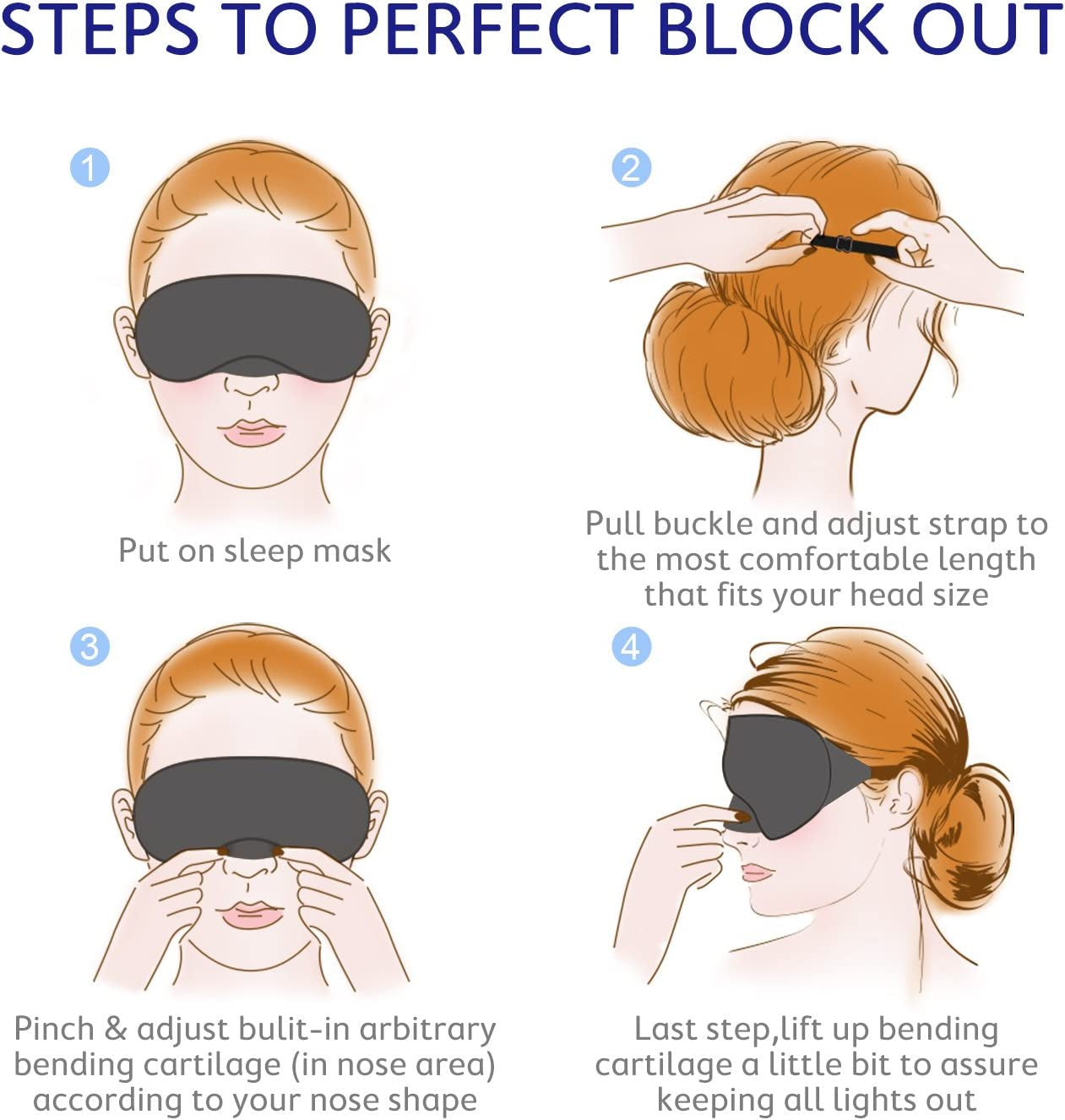 Cotton Sleep Eye Mask - Updated Design Light Blocking Sleep Mask, Soft and Comfortable Night Eye Mask for Men Women, Eye Blinder for Travel/Sleeping, Includes Travel Pouch, Grey