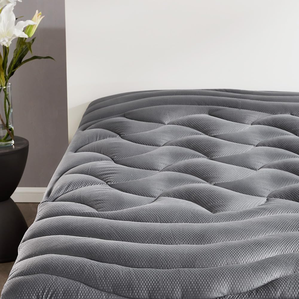 Cooling Queen Mattress Topper, Premium Zoned Cool Mattress Pad Cover, Padded Mattress Protector Breathable Washable, Deep Pocket 8-21" (Grey, Queen)