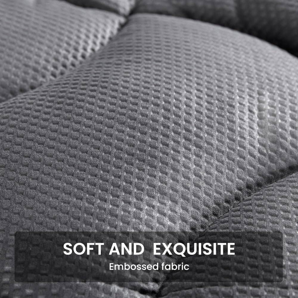 Cooling Queen Mattress Topper, Premium Zoned Cool Mattress Pad Cover, Padded Mattress Protector Breathable Washable, Deep Pocket 8-21" (Grey, Queen)