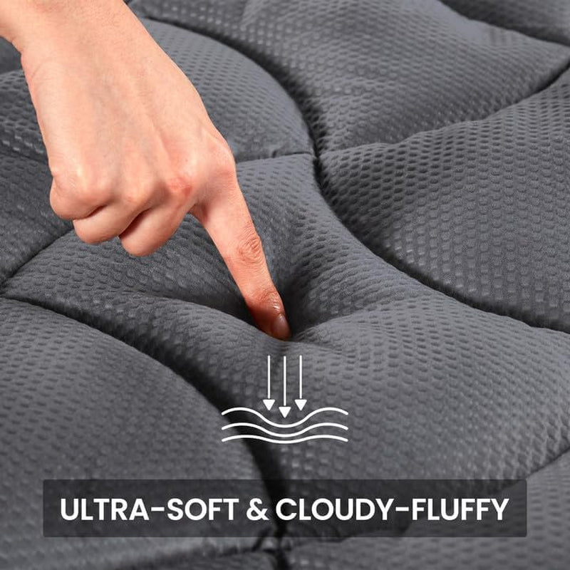 Cooling Queen Mattress Topper, Premium Zoned Cool Mattress Pad Cover, Padded Mattress Protector Breathable Washable, Deep Pocket 8-21" (Grey, Queen)