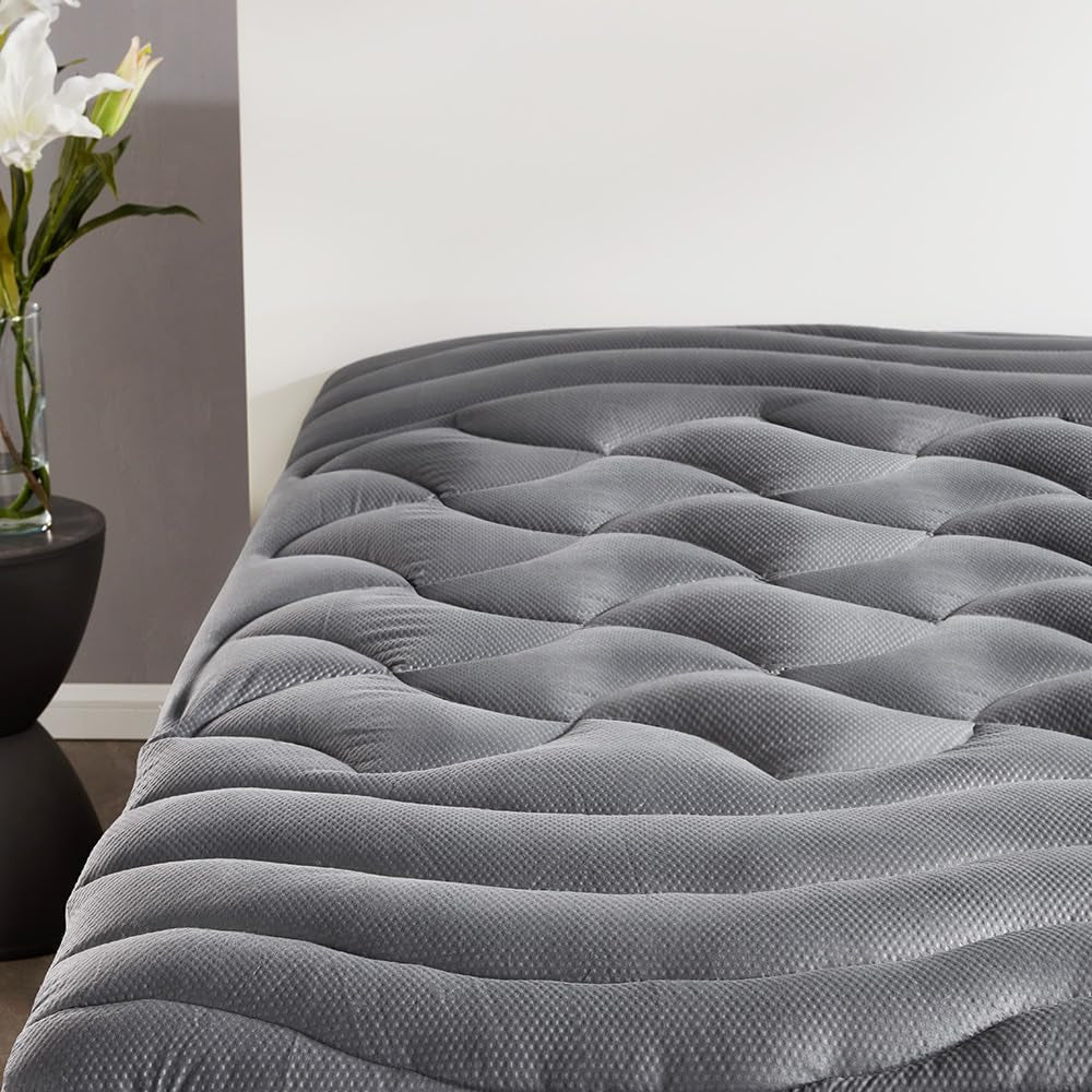 Cooling Queen Mattress Topper, Premium Zoned Cool Mattress Pad Cover, Padded Mattress Protector Breathable Washable, Deep Pocket 8-21" (Grey, Queen)