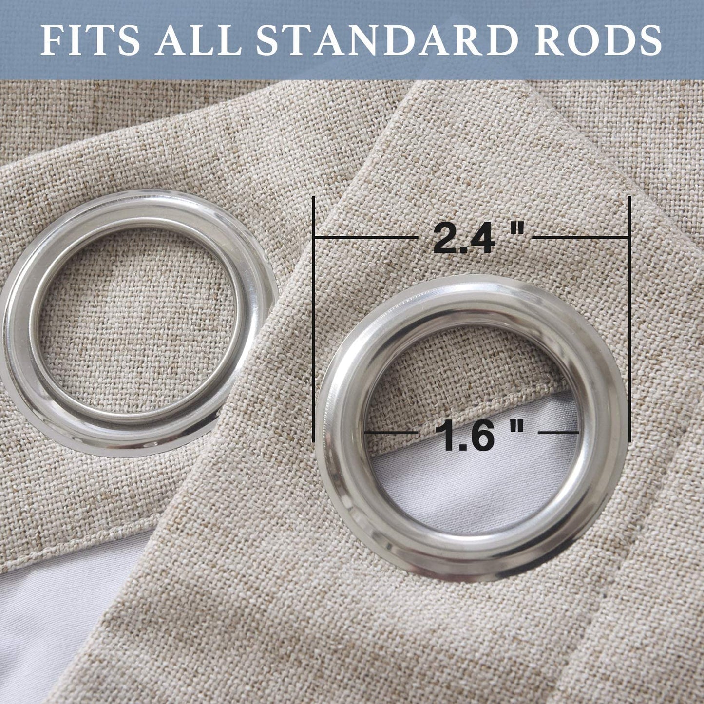 100% Blackout Curtains for Bedroom 84 Inches Long,Grommet Linen Curtains with Blackout Liner, Linen Blackout Curtains for Living Room 2 Panels Set,50" X 84", Beige