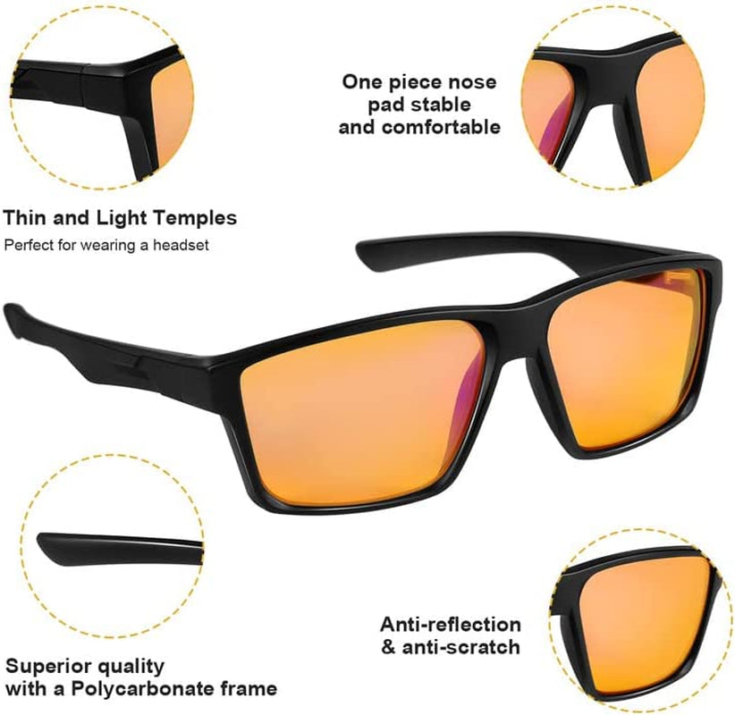 Blue Light Blocking Gaming Glasses with Full-Range Protection (Unisex Design)