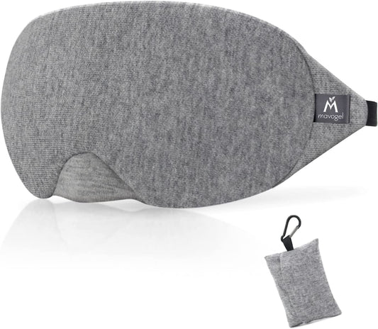 Cotton Sleep Eye Mask - Updated Design Light Blocking Sleep Mask, Soft and Comfortable Night Eye Mask for Men Women, Eye Blinder for Travel/Sleeping, Includes Travel Pouch, Grey