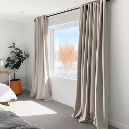 100% Blackout Curtains for Bedroom 84 Inches Long,Grommet Linen Curtains with Blackout Liner, Linen Blackout Curtains for Living Room 2 Panels Set,50" X 84", Beige